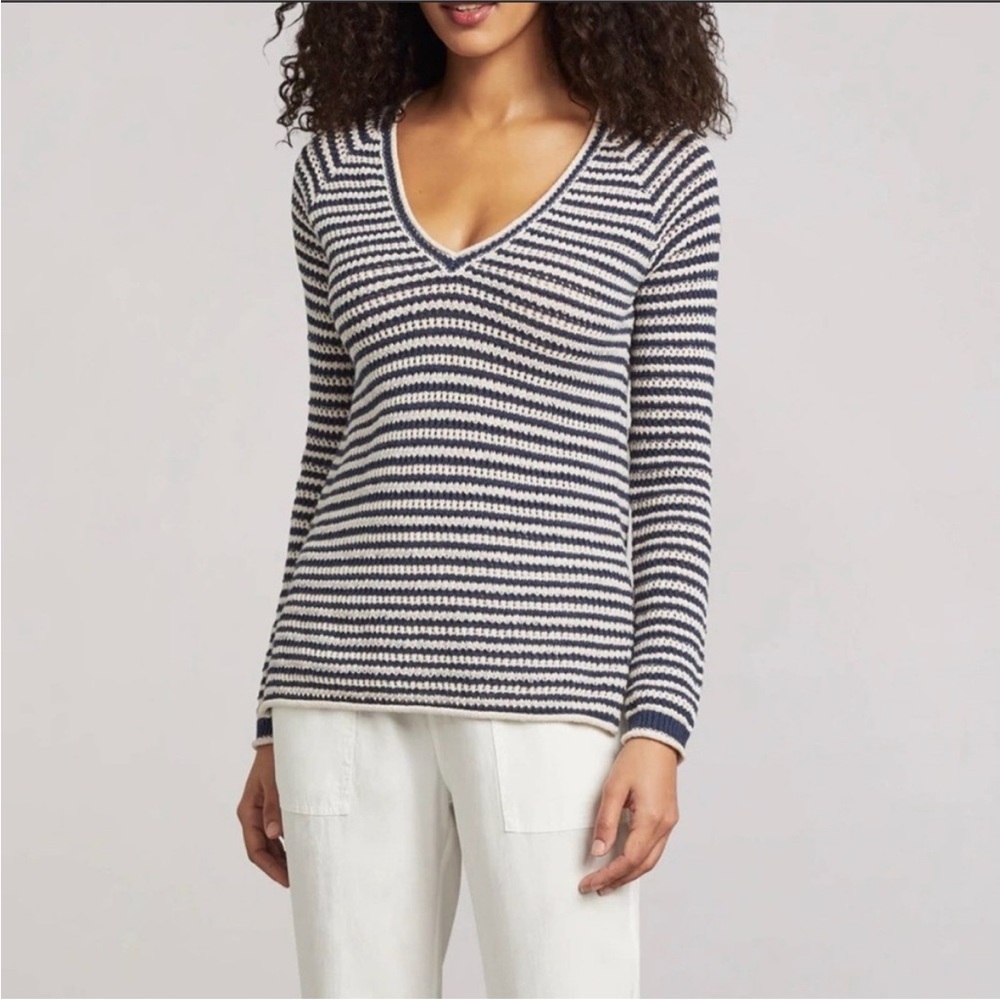Faherty Women’s Maia Crochet Knit Cotton Blend Sweater Coastal
